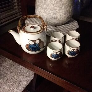 COPY - Japanese vintage owl teapot set of five